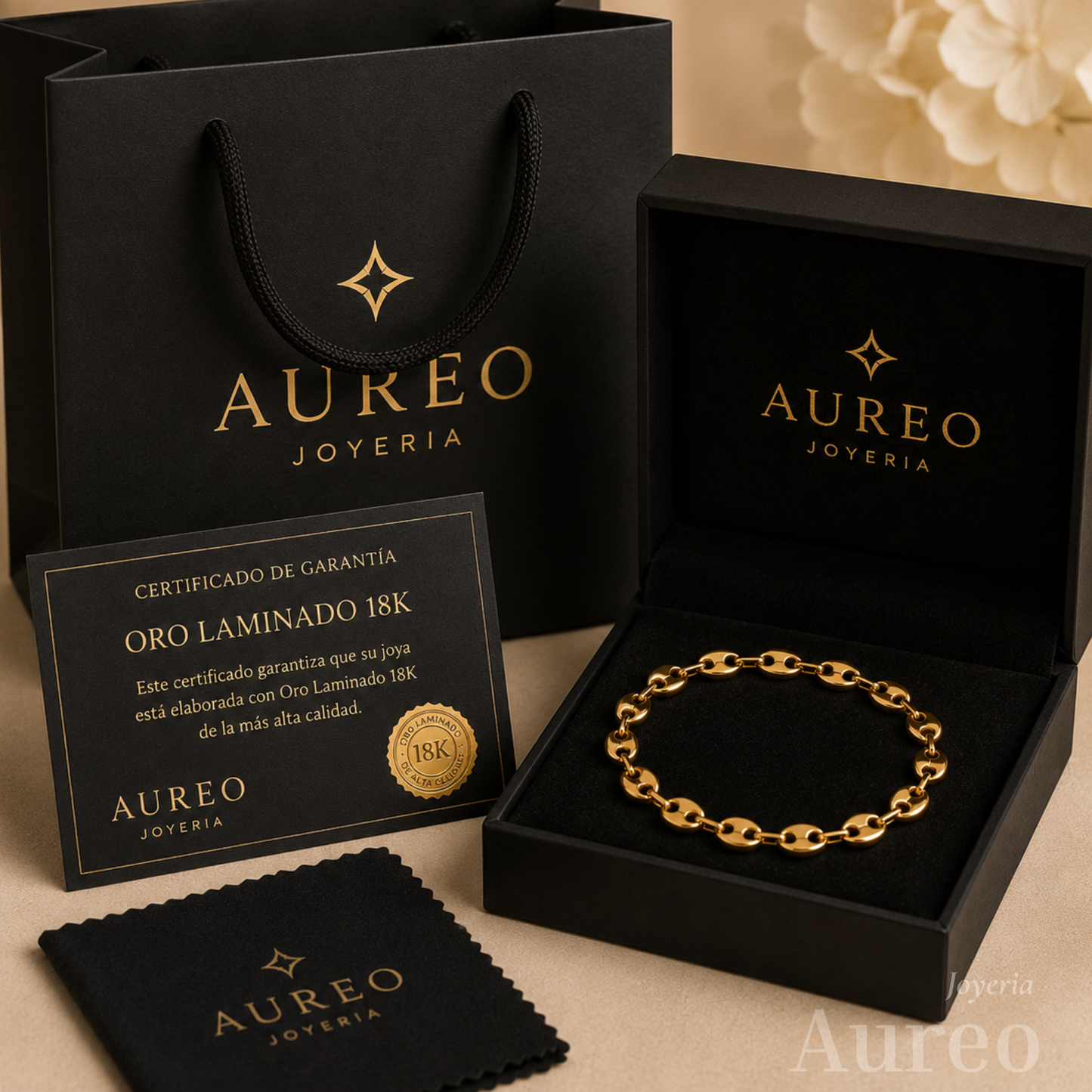 Pulsera para caballero granito de arroz Oro laminado 18k
