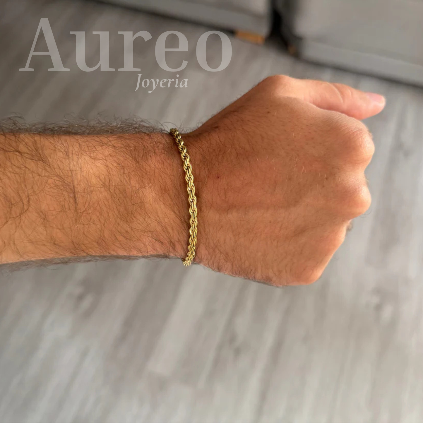 Pulsera tejida lazo en oro laminado 18K certificado 100%