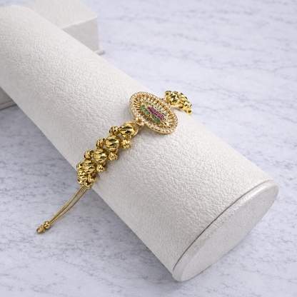 Pulsera Virgen María tres carriles en oro laminado 18k con certificado