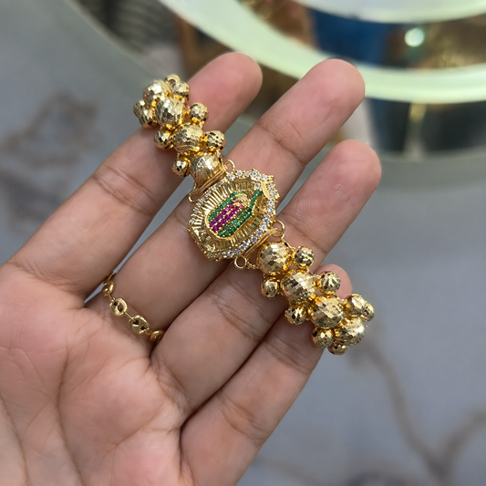 Pulsera Virgen del carmen tres carriles en oro laminado 18k con certificado