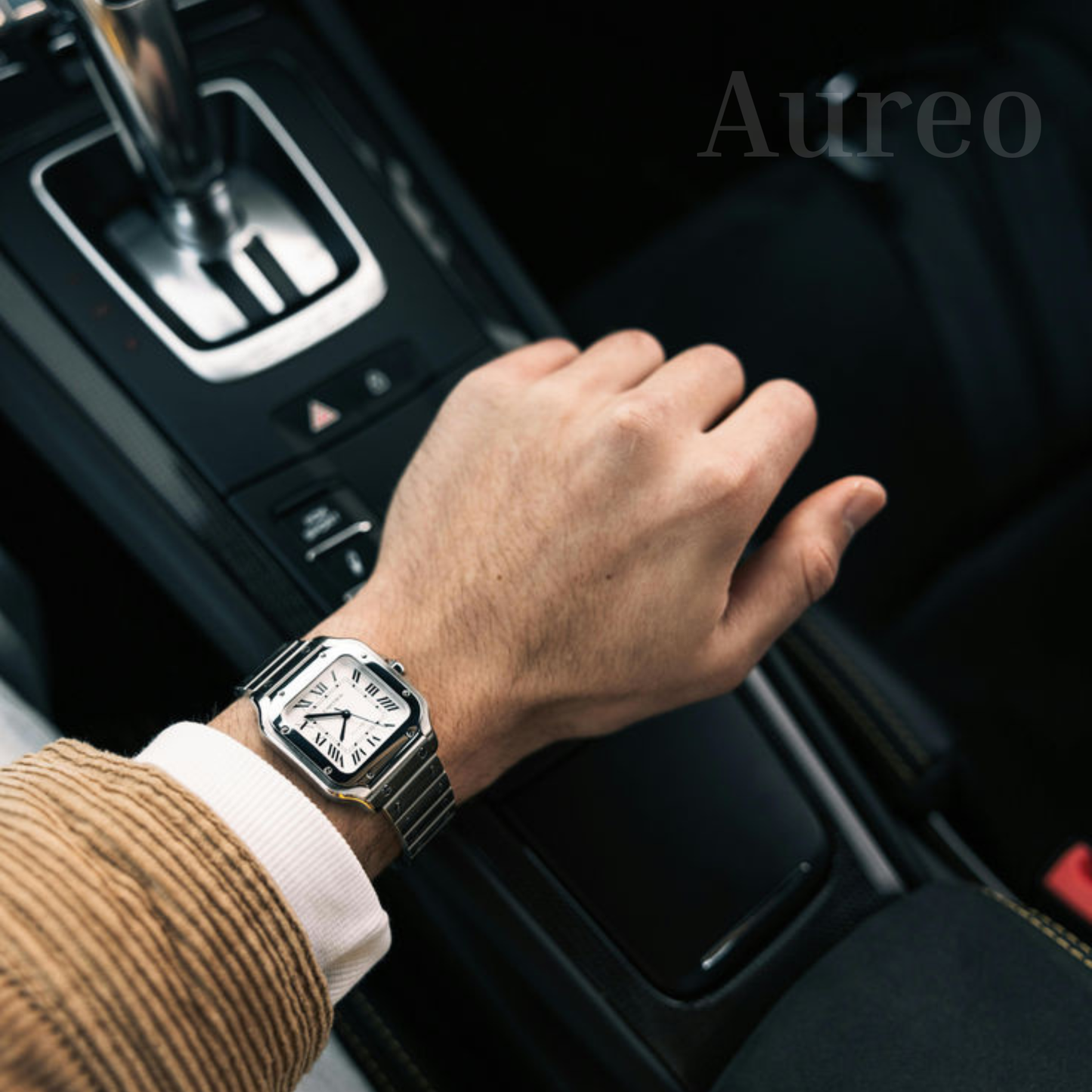 Reloj Santos Cartier de lujo con cristal de zafiro