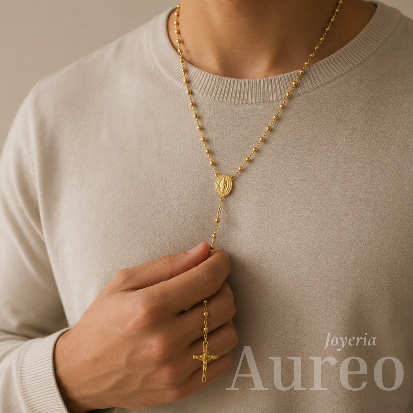 Camandula rezo bendecido en oro laminado 18k