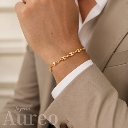 Pulsera para caballero granito de arroz Oro laminado 18k
