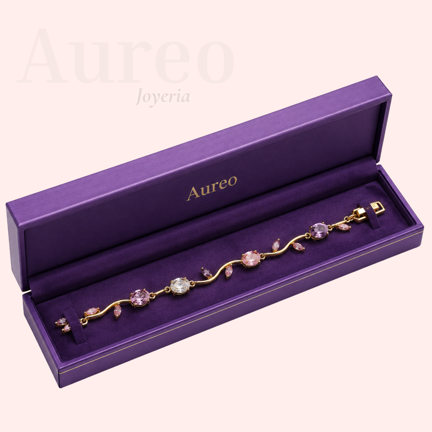 Pulsera Flor de Tulipán en Oro Laminado de 14k con Cierre Mariposa
